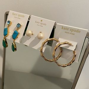 Kate Spade Earrings 3 Pairs: dangly, pearls, hoops